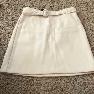 Cream Abercrombie a-line mini skirt with removable belt